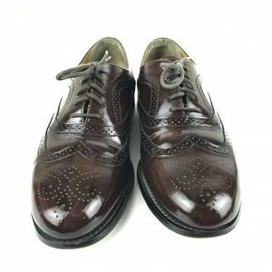 Vintage JC Penny Towncraft Wingtip Burgundy Leather Oxford Shoes Mens size 10.5